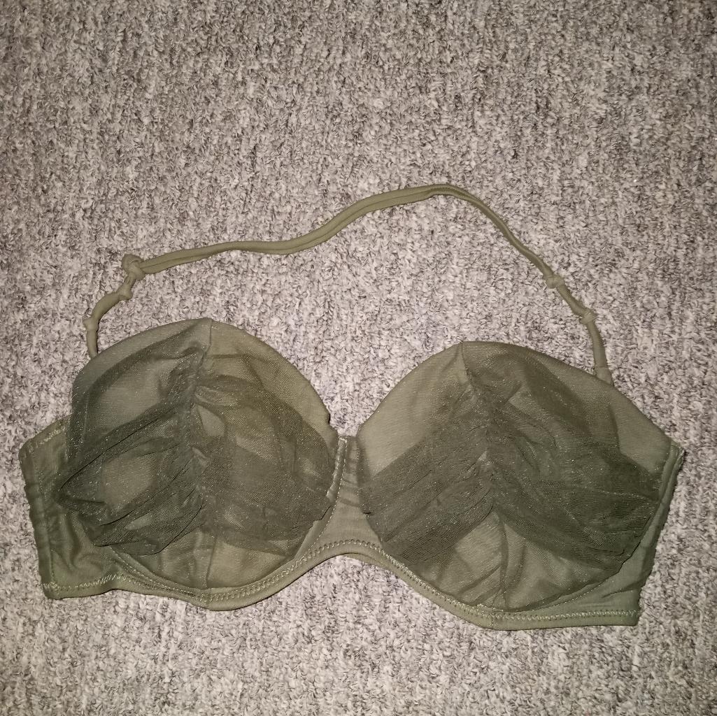 Attention Olive Mesh Bikini Swim Top Size Large